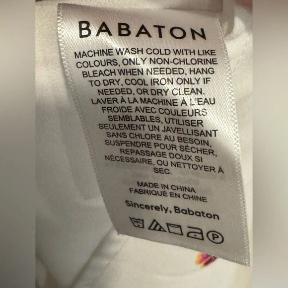 NEW Aritzia Babaton Casimir Dress Off White Floral  mini cinched wrap flowy USL - Picture 7 of 8